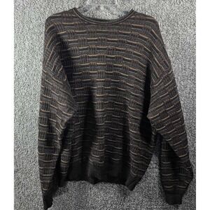 Tricots St Raphael Sweater Brown Merino Wool Basketweave Mens XL